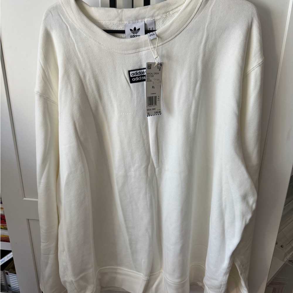 adidas men Scoop Crewneck Sweater in Off-White